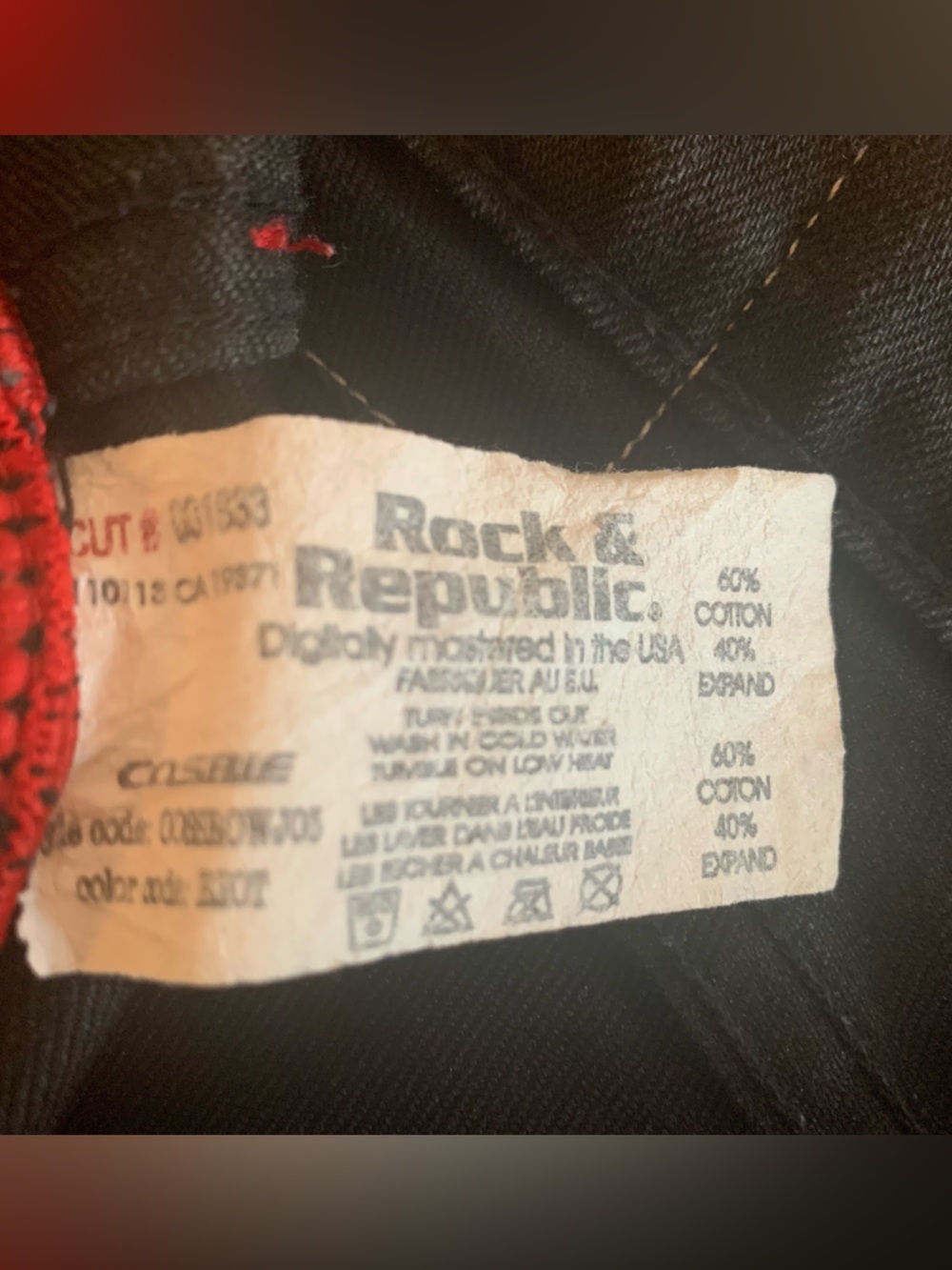 Rock & Republic Y2K Vintage Black Jeans with Red Stitch Accents Made in USA 🇺🇸 - Picture 14 of 14